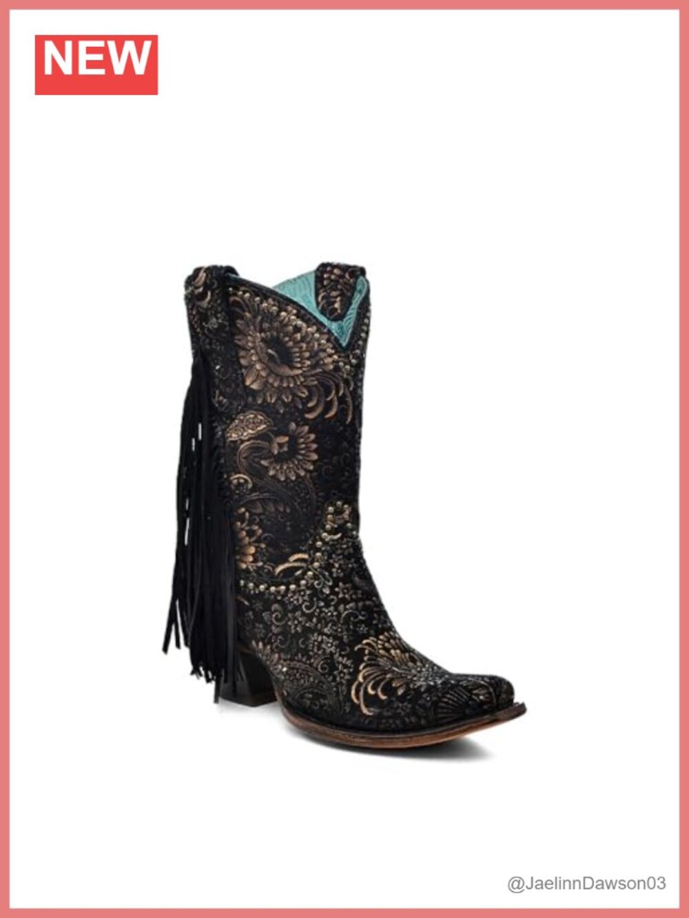 Handcrafted Leather Western Ankle Boots Square Toe Fringe Pull-On